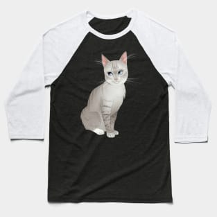 Gray Siamese Cat Baseball T-Shirt
